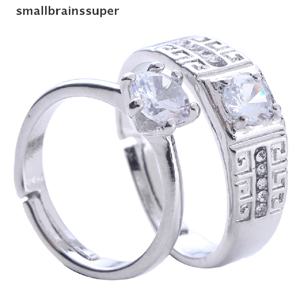 1 Cặp Nhẫn Đính Hôn Đính Đá Cổ Điển Có Thể Điều Chỉnh Kích Thước Dành Cho Cặp Đôi SBS