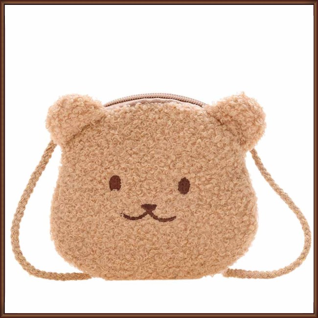 Túi Đeo Chéo Đựng Tiền Xu Hình Động Vật Hoạt Hình Bằng Lông Cừu Có Khóa Kéo Thời Trang Dành Cho Trẻ Em