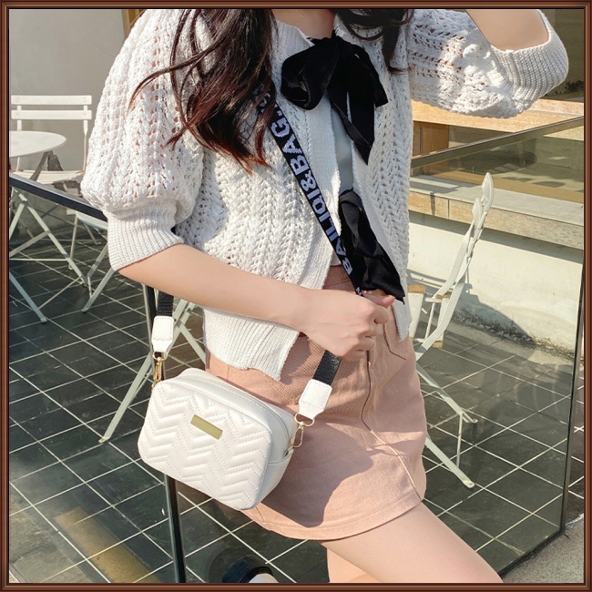 Túi Đeo Chéo Da Pu Hình Vuông Nhỏ Thêu Họa Tiết Thời Trang Cho Nữ