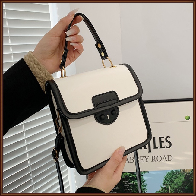 Túi Xách Đeo Chéo Kiểu Vuông Nhỏ Màu Tương Phản Thời Trang Cho Nữ