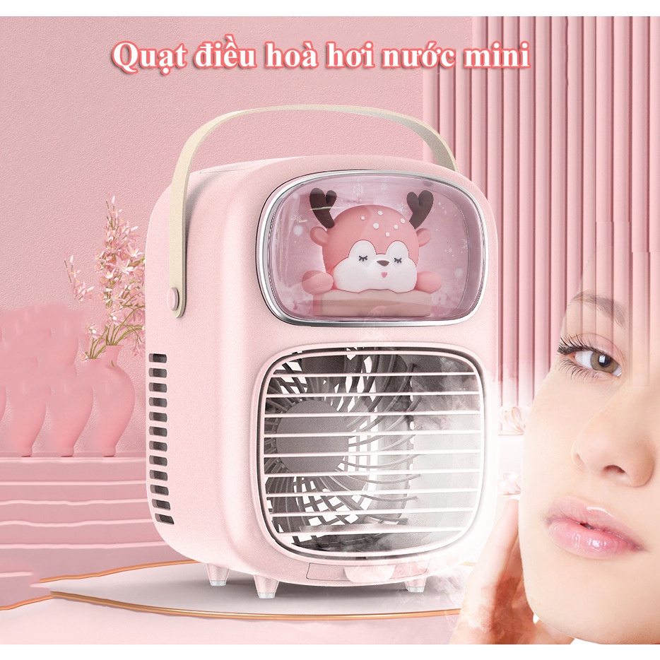 Quạt Điều Hoà Hơi Nước Mini Sạc Pin GP4706 Giảm Ngay 10-15 độ, Phun Hơi Nước Bù Ẩm - Hàng Bảo Hành 12 Tháng