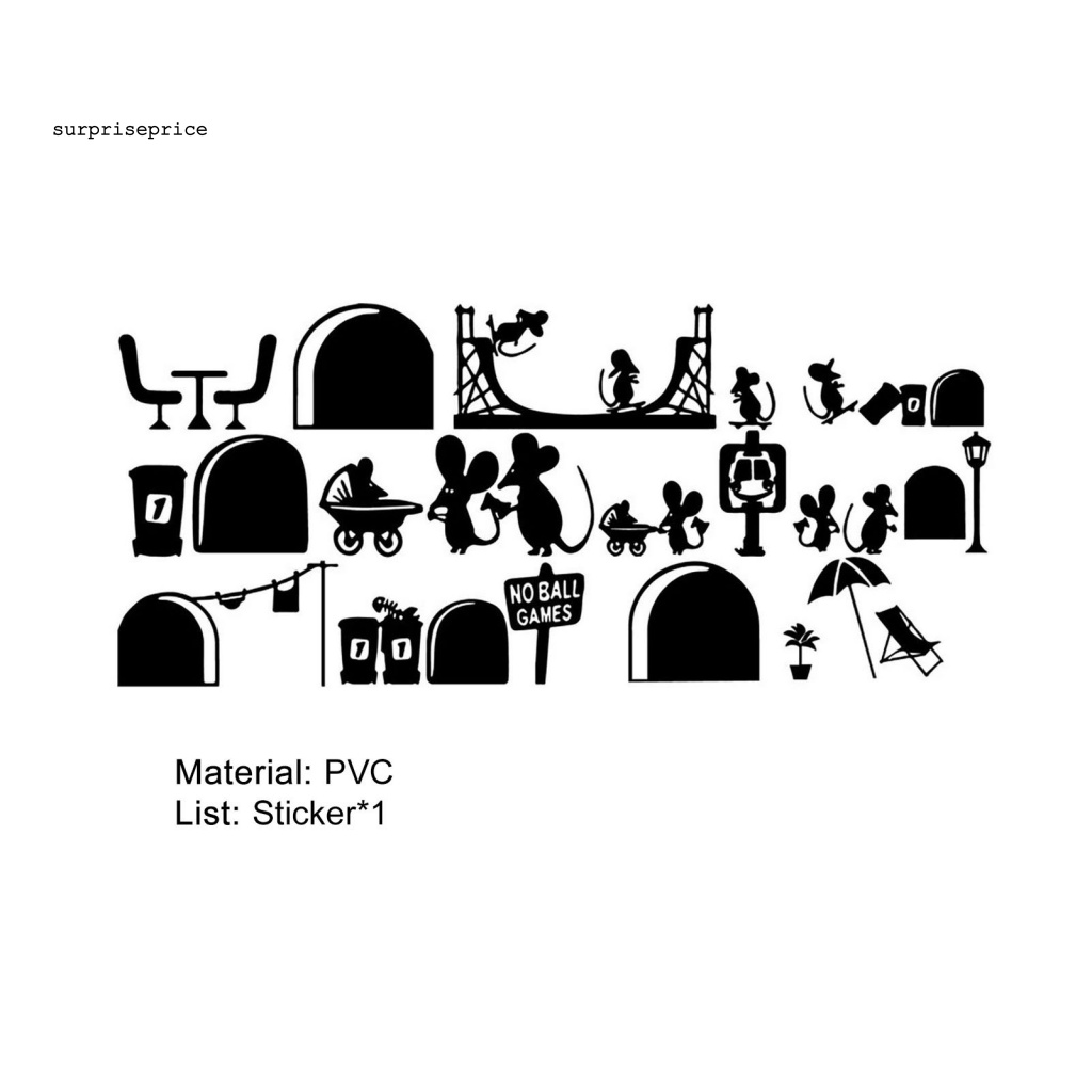 Sticker Dán Tường Trang Trí Hình Chuột Vui Nhộn Không Mùi