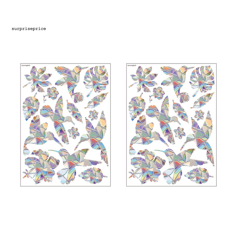 Bộ 2 Miếng Dán Cửa Kính Bằng PVC Chống Va Chạm Chống Hoa Lá Chim Ruồi