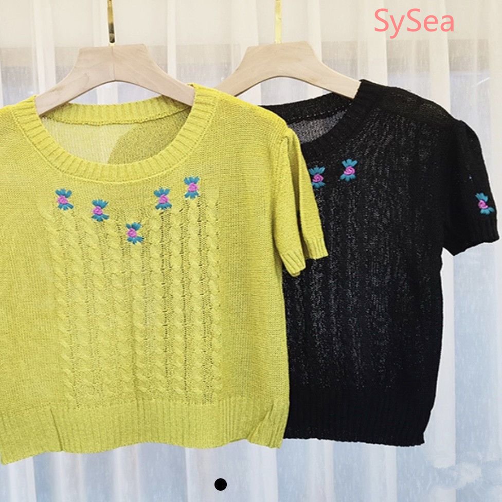 Áo Dệt Kim Thêu Hoa Phong Cách Hàn Quốc Gợi Cảm Cho Nữ