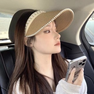 New Pearl decorative sun hat for girls large brim sun hat small fresh sun hat all-match beach hat