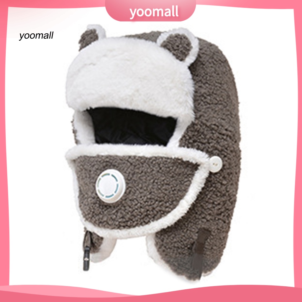 Mũ Lông Cừu Giả Che Mặt Giữ Ấm Chống Gió Mùa Đông Kèm Van Thở