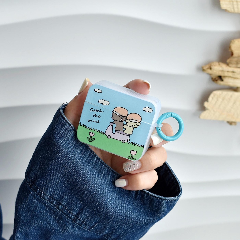 Vỏ Bảo Vệ Hộp Sạc Tai nghe không dây AirPods 1 2 GEN3 Pro2 2022 Bằng Silicon Tpu Mềm Hình Chú Cún Lái Xe Mô Tô