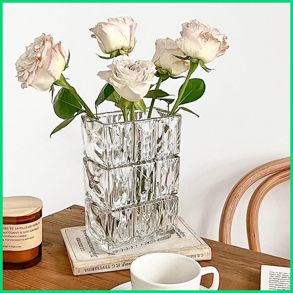 Kính Bình Hoa Thủy Tinh Trong Suốt 7.87 Inch Dùng Trang Trí Xinh Xắn