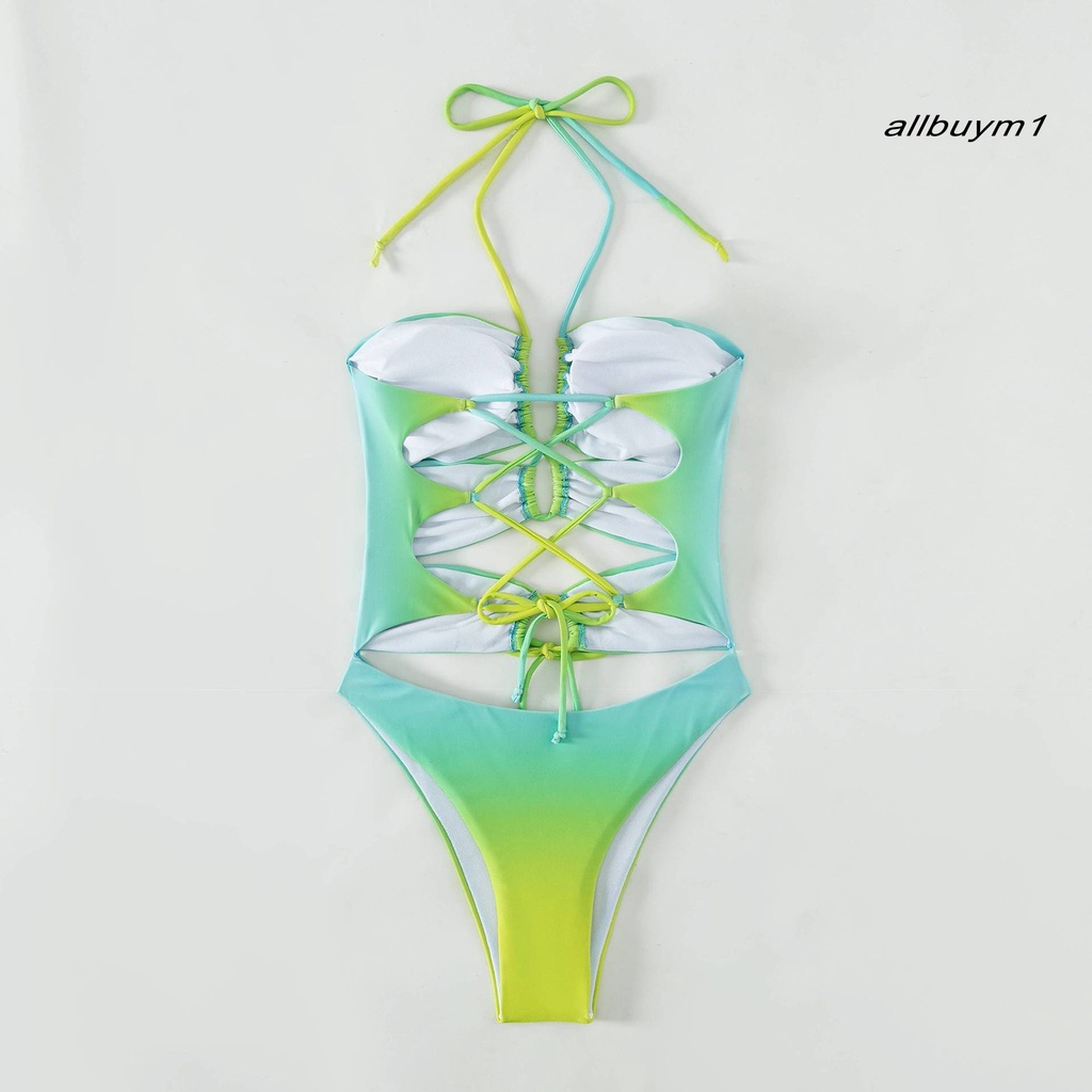 Bộ Bikini Một Mảnh Màu Sắc Gradient Hở Vai Dành Cho Nữ