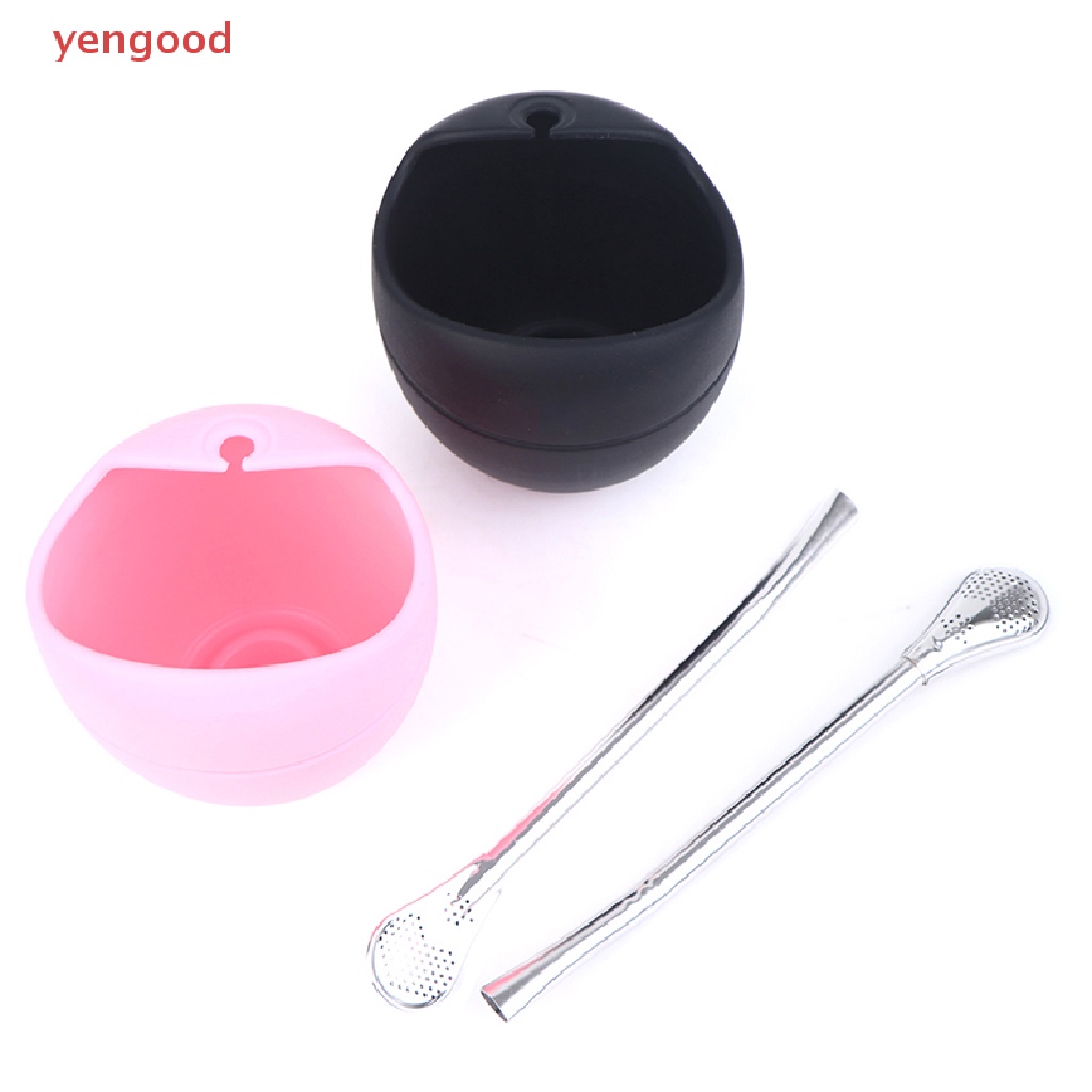 Bộ Ly Uống Trà Bằng Silicone 5oz Kèm Ống Hút Tiện Lợi
