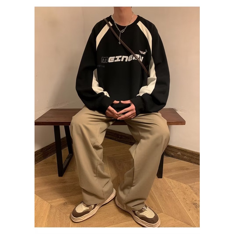 Áo Sweater Cổ Tròn Dáng Rộng Phong Cách Đường Phố Thời Trang Mùa Xuân 2023