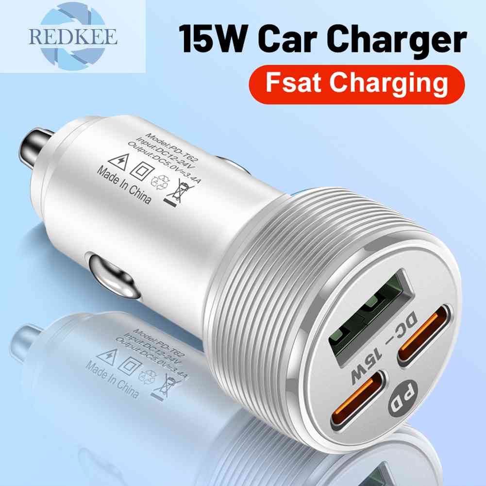 Tẩu Sạc Trên Ô Tô 3 Cổng USB PD Type-C 5V 3A Cho iPhone 14 Pro