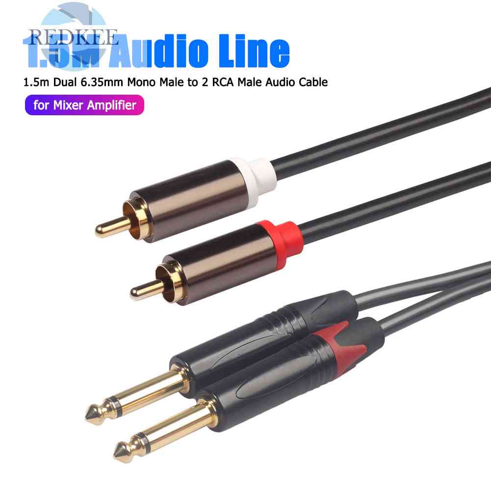 Cáp ChuyểN ĐổI Âm Thanh RCA KéP 6.35mm 1 / 4 TS Mono Sang RCA 4.9ft