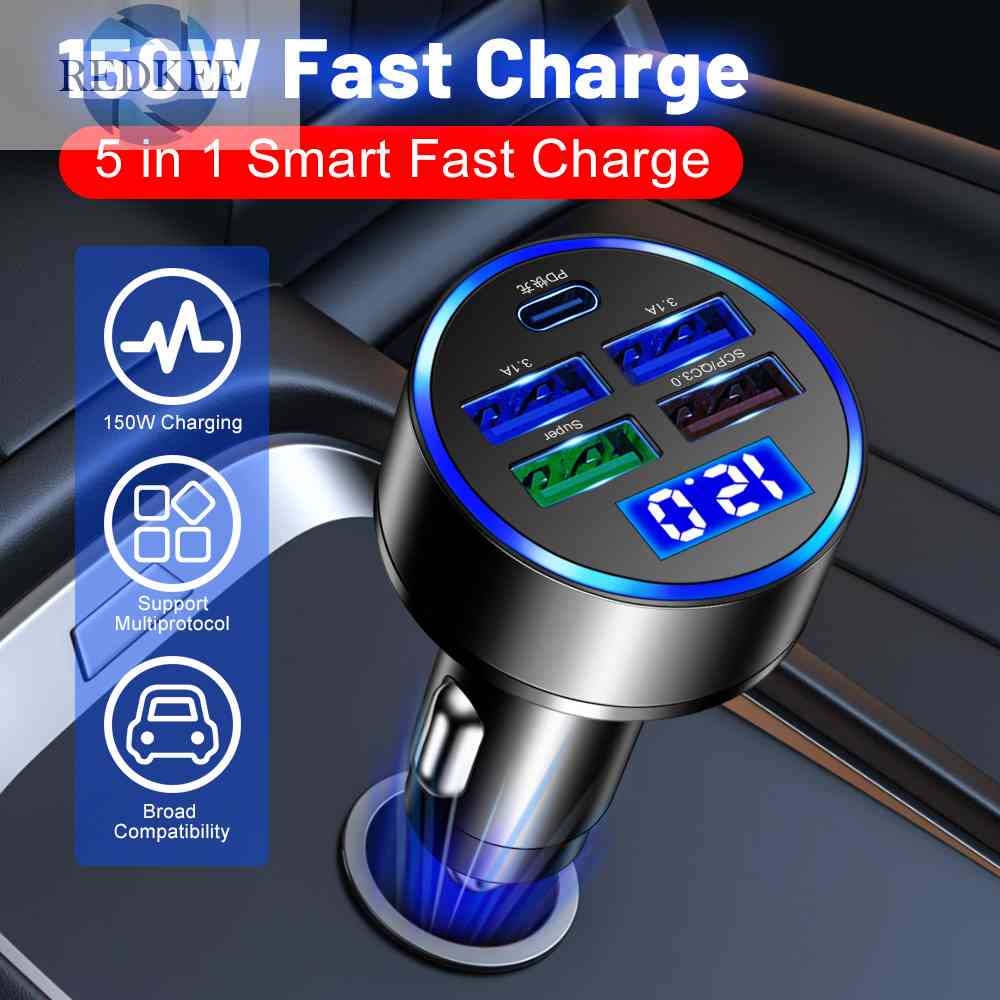 Bộ SạC ĐiệN ThoạI 5 CổNg 15W Cho Xe Hơi