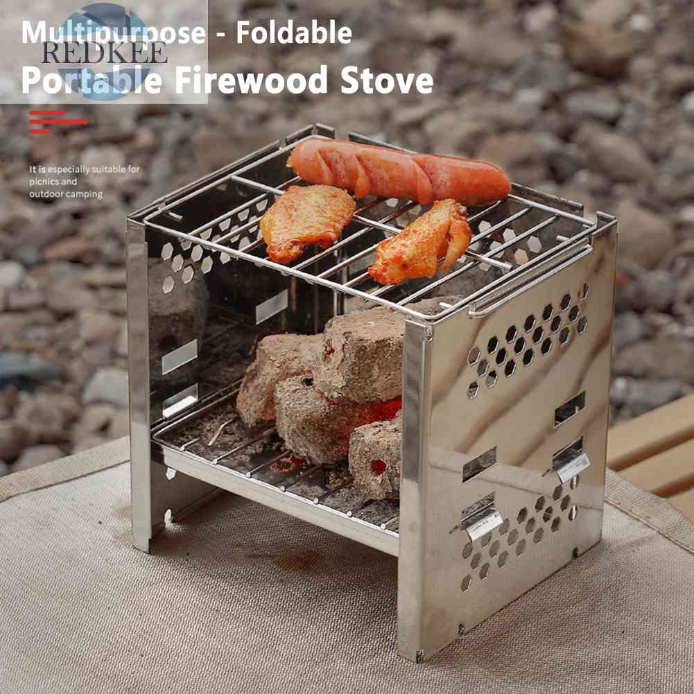 Bếp Than Củi Hai Lớp Mini Có Thể Gấp Gọn Tiện Dụng Khi Đi Cắm Trại