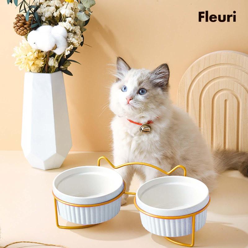 Bộ Tô Đựng Thức Ăn / Nước Uống Cỡ Nhỏ Kèm Giá Đỡ Kim Loại Tiện Dụng Cho Thú Cưng