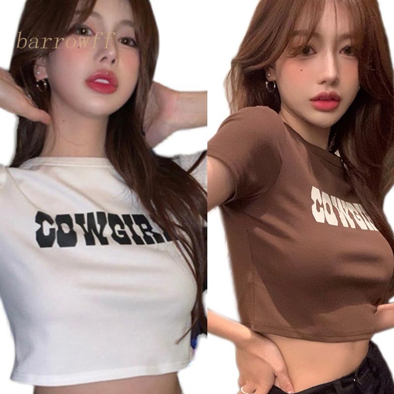 Áo Thun Nữ Ngắn Tay Cổ Tròn In Chữ Aesthetic Cá Tính