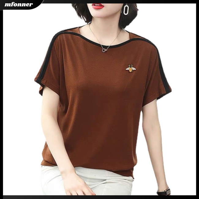 Áo Thun Cánh Dơi Cổ Tròn Dáng Rộng In Họa Tiết Dễ Thương Thời Trang Mùa Hè Cho Bạn Gái