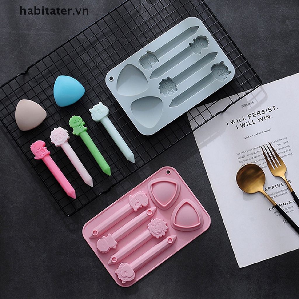 Khuôn Silicon Làm Socola 6 Lỗ Hình Tam Giác / Động Vật