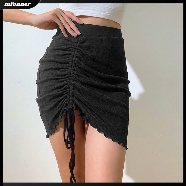 Chân Váy Dệt Kim Lưng Cao Màu Sắc Thời Trang Cho Nữ