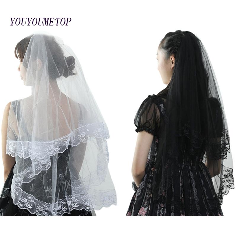 Mạng Che Mặt 2 Tầng Viền Ren Bằng Nhựa Cho Cô Dâu