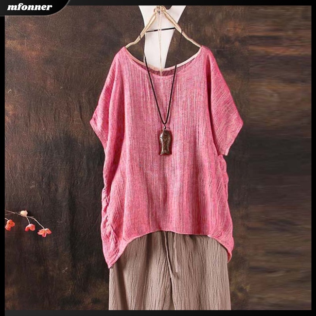 Áo Cổ Tròn Dáng Rộng Thoáng Khí Màu Trơn Thời Trang Cho Nữ