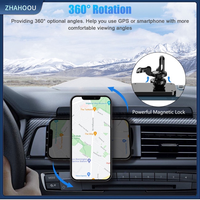 ☃Nhà Cửa☃ Đế Sạc Nhanh Không Dây 15w Có Nam Châm Hít Gắn Xe Ô Tô Cho Magsafe Iphone 12