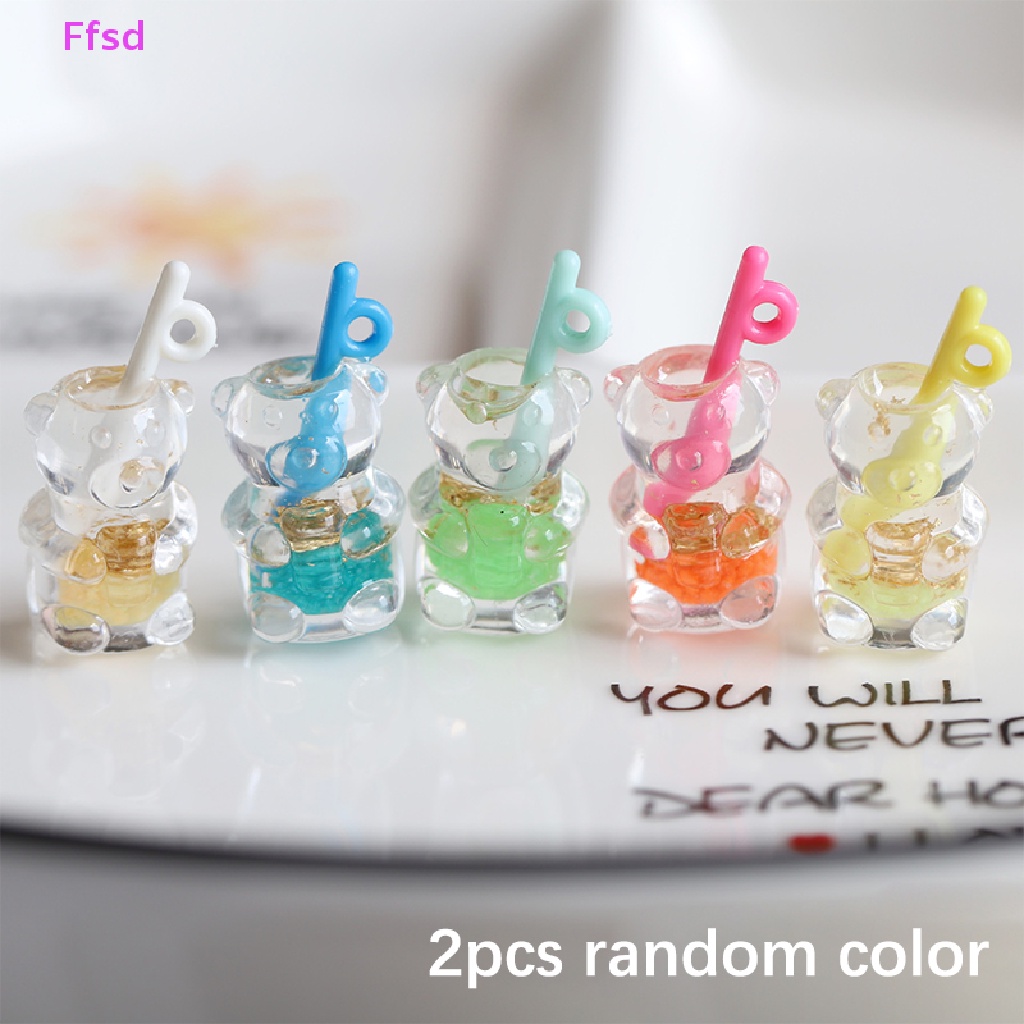{Ffsd} Bộ 2 Ống Hút Bằng Nhựa Resin Hình Gấu Nhỏ Màu Dạ Quang Cho Trang Sức Nghệ Thuật Crafg