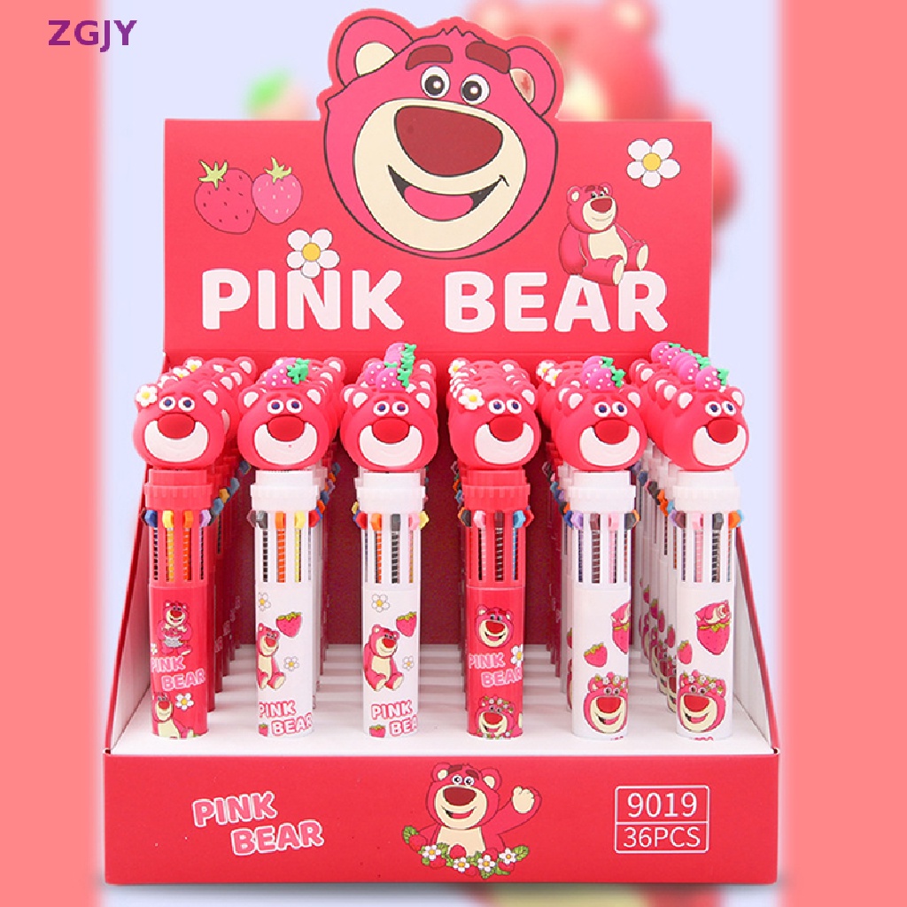 Bút Bi ZGJY 10 Màu Đa Năng Họa Tiết Gấu Dâu Tây Dễ Thương Mới