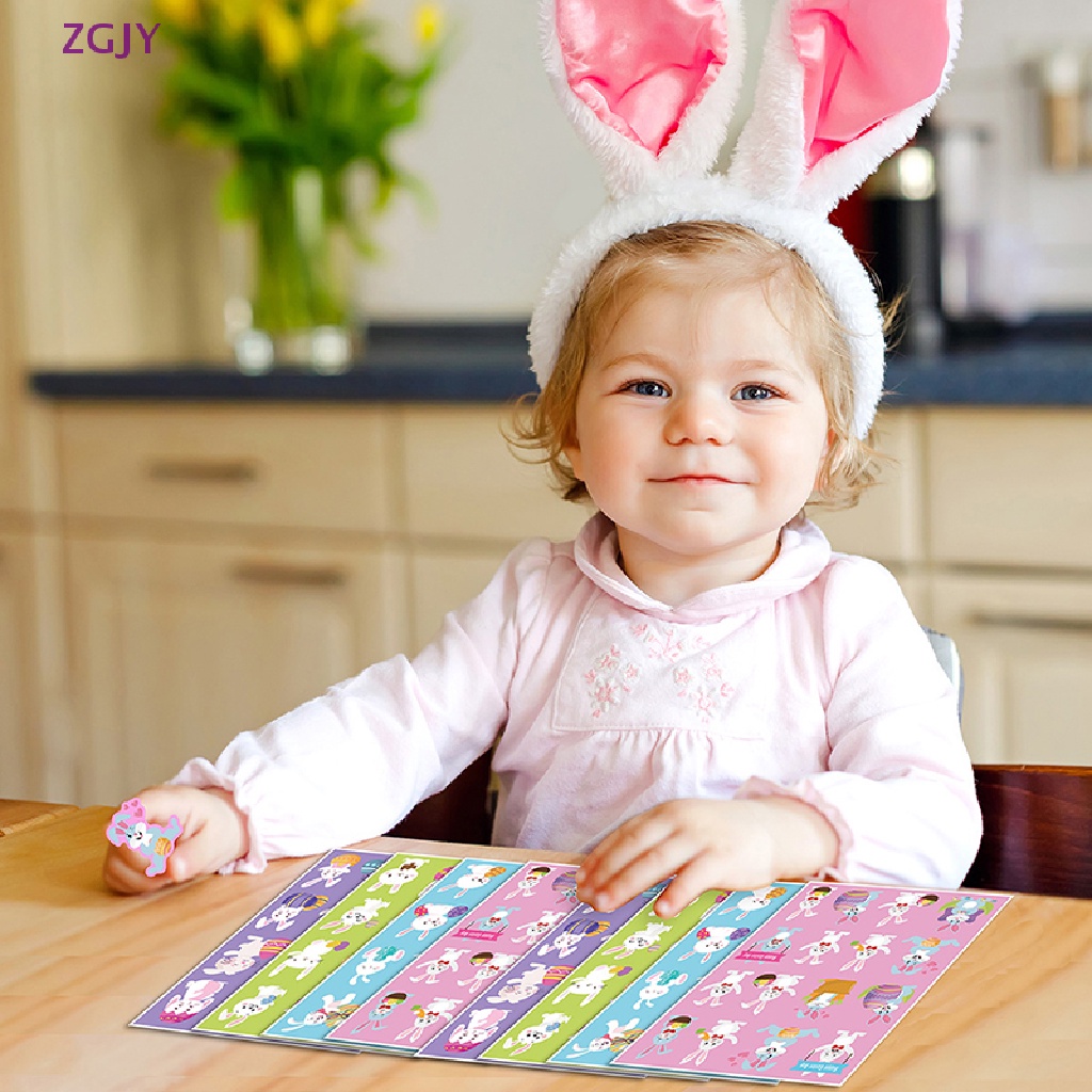 Set 16 Tấm Sticker Họa Tiết Thỏ Phục Sinh Dễ Thương Để Trang Trí Thiệp Mới