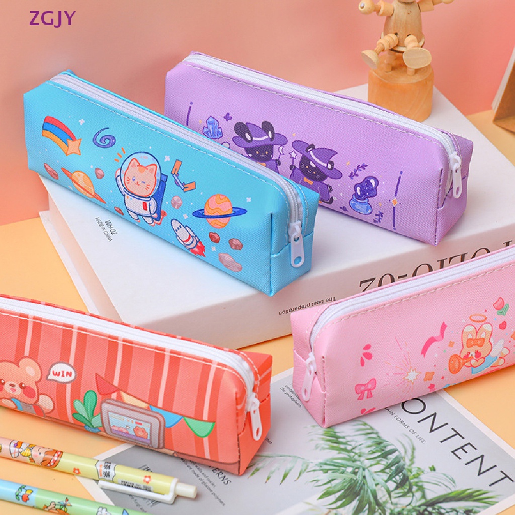 Túi Đựng Bút Bằng Da PU Sức Chứa Lớn In Họa Tiết Hoạt Hình Dễ Thương Cho Học Sinh Mới