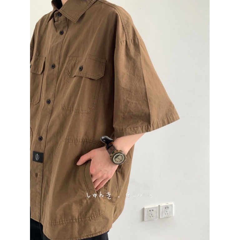 Áo Sơ Mi Ngắn Tay Phong Cách Retro Thời Trang Mùa Hè Cho Nam Nữ