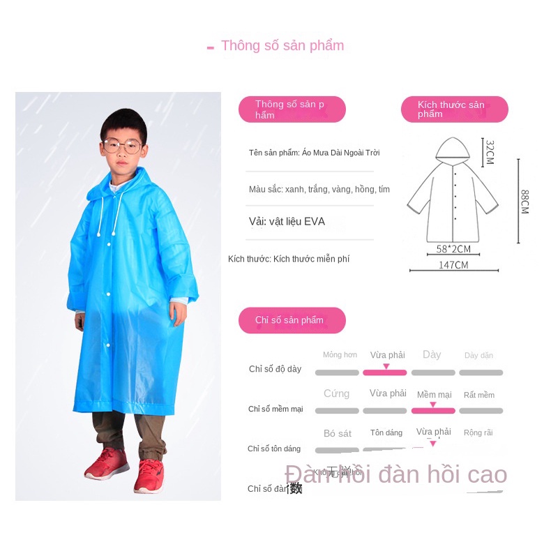 Áo Mưa Dáng Dài Bằng peva Dày Dặn Không Thể Tháo Rời Tiện Dụng Mang Theo Du Lịch / Leo Núi Cho Nam Và Nữ