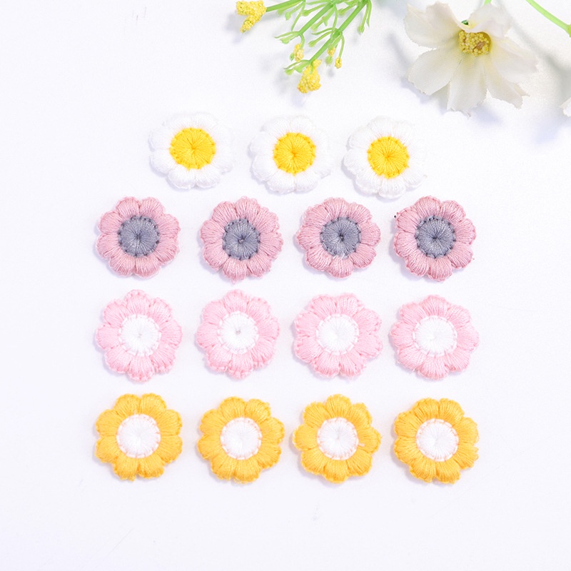 Bộ 10 Miếng Vá Hai Màu Sắc Hình Bông Hoa Dùng Để Trang Trí Quần Áo DIY