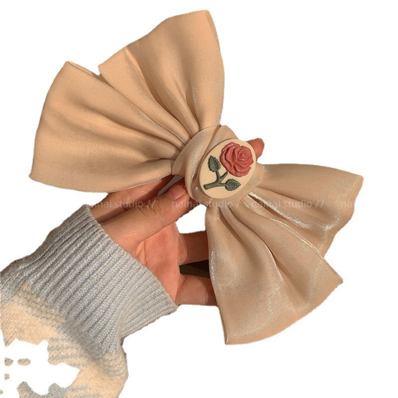 Kẹp Tóc Hình Nơ Hoa Hồng Nhỏ Xinh Xắn Phong Cách Retro