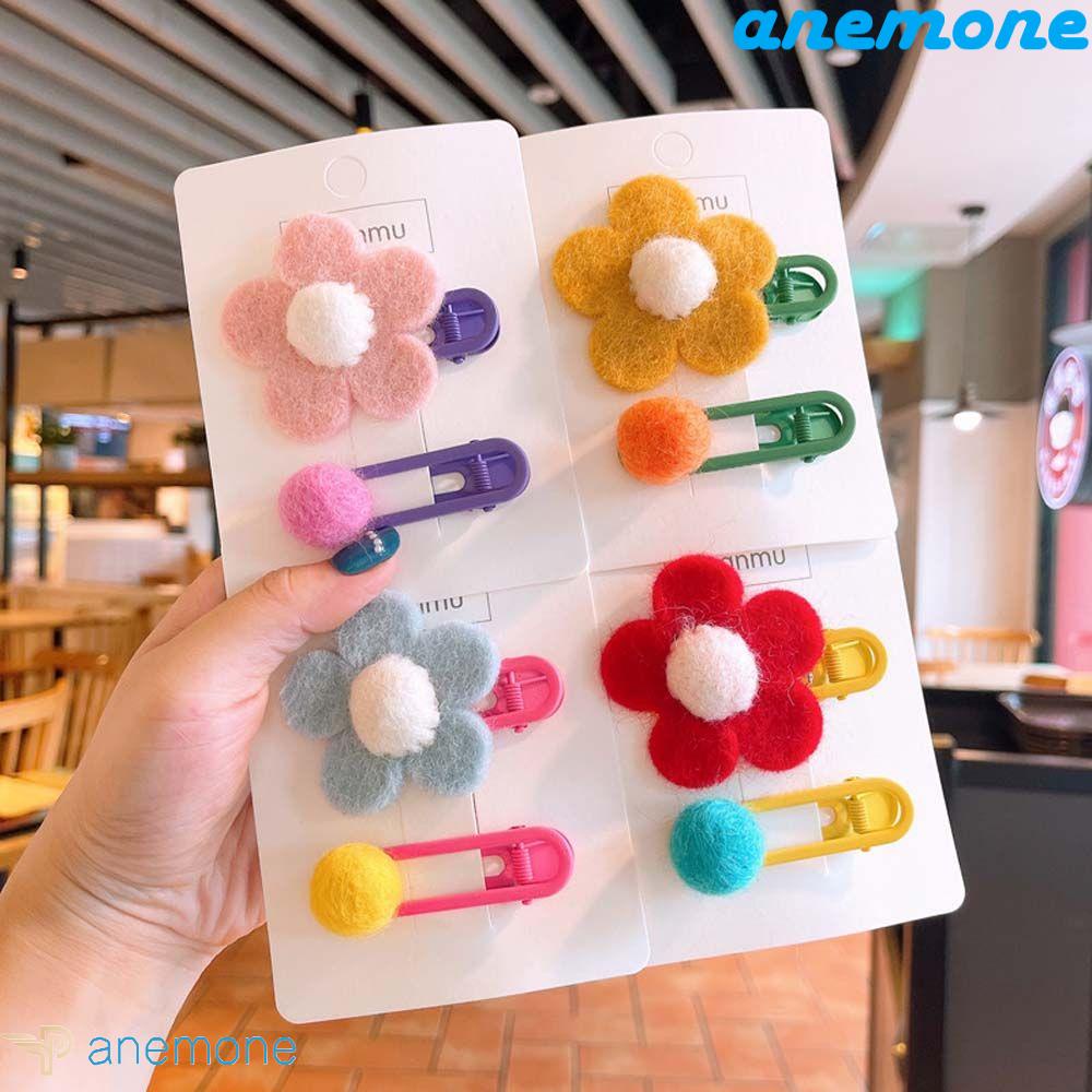 Bộ 2 Kẹp Tóc Hình Hoa Bằng Vải Nỉ Thời Trang Thu Đông Hàn Quốc Cho Bé