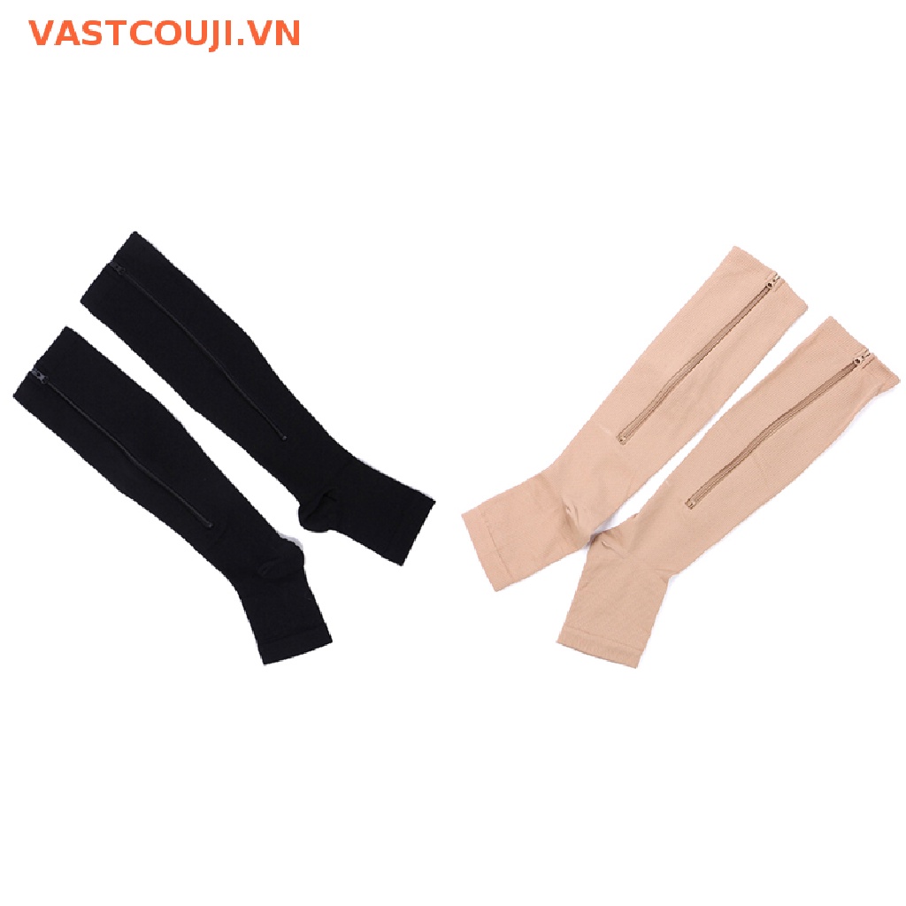 1 Đôi Tất Hở Ngón Có Khóa Kéo Giảm Đau Tiện Dụng