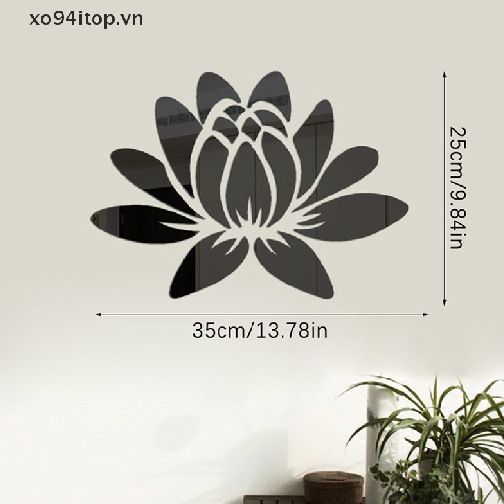 Đề Can Acrylic Hình Hoa Sen 3D Tráng Gương Dùng Để Trang Trí Nhà DIY