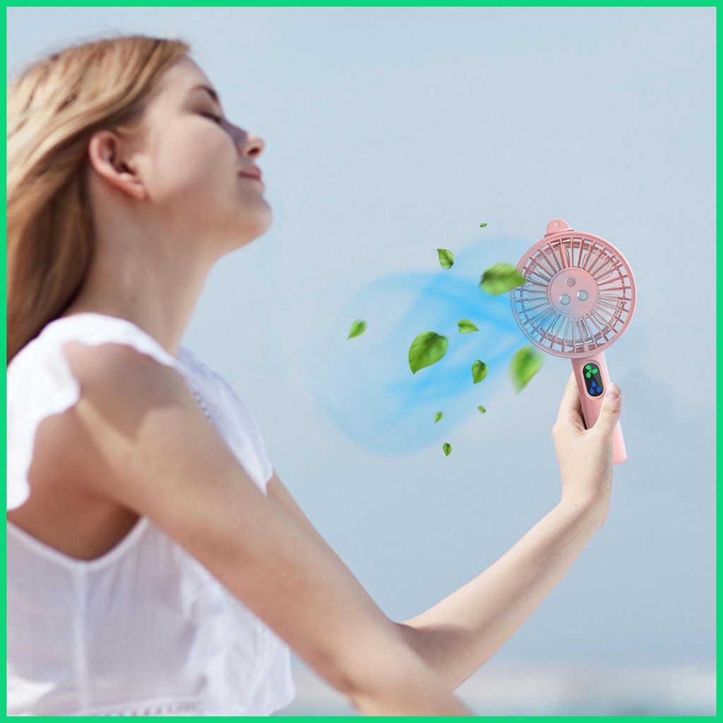 Quạt Mini Cầm Tay 3 Tốc Độ Gió Kèm Giá Đỡ Điện Thoại Tiện Dụng Mang Theo Du Lịch
