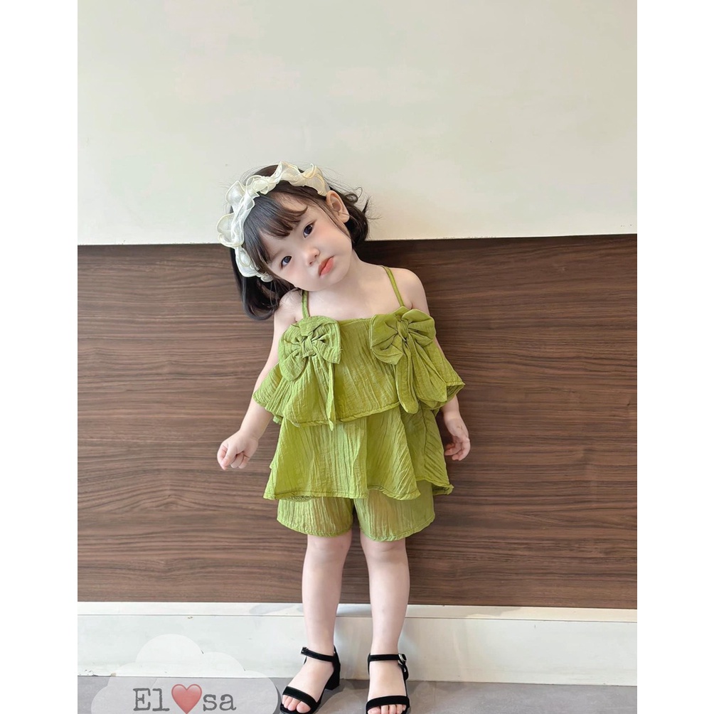 Bộ Đồ 2 Dây Đũi Mặc 2 Kiểu Bánh Bèo Dành Cho Bé Gái 8-18kg