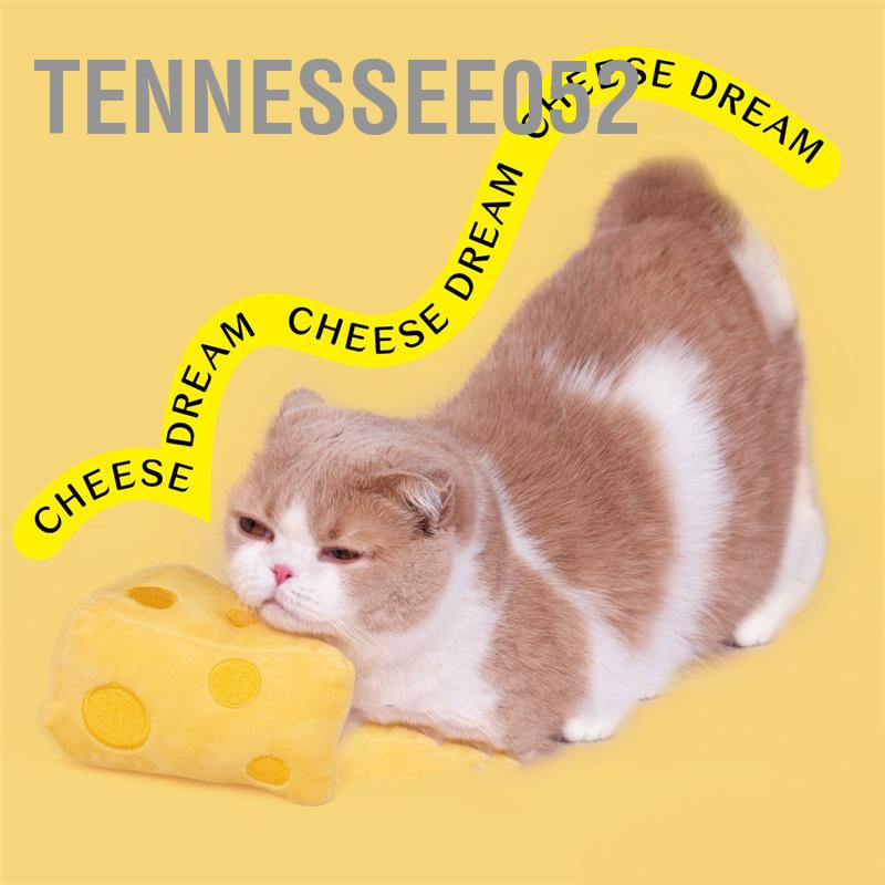 Tennessee052 Plush Catnip Toy Squeaky Soft Cheese Shape Mọc răng Đồ chơi nhai cho mèo con trong nhà