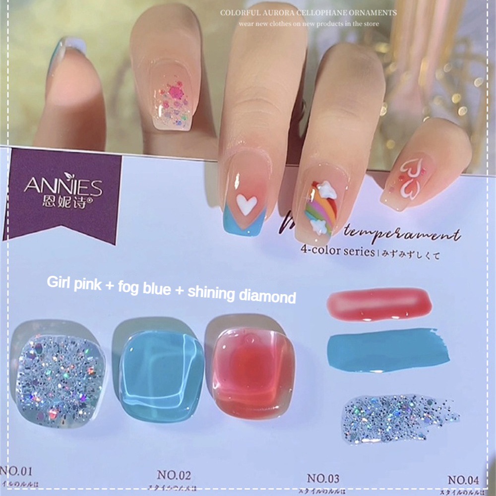 Gel UV sơn móng tay Annies Bộ Keo Đính Đá Màu Trắng Trong Suốt Dùng Trang Trí Móng Tay