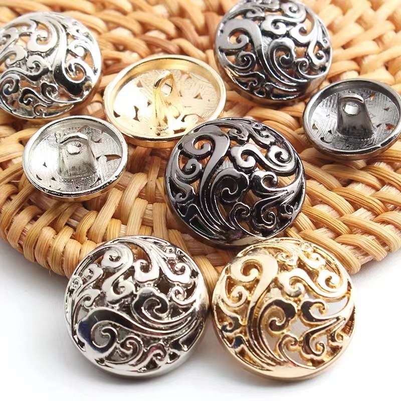 10 nút kim loại thời trang rỗng phù hợp với áo khoác gió Nút áo cardigan trang trí nút may thủ công
