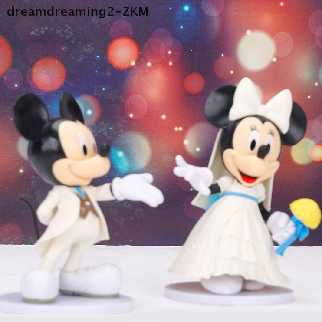 DISNEY Set 2 Đầm Trắng In Hình Chuột Mickey Minnie Cho Cặp Đôi