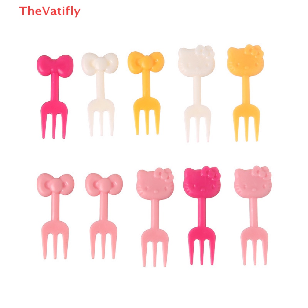 [Thevalifly] Set 10 Nĩa Ăn Trái Cây Tráng Miệng Hình Hoạt Hình Mini Ktiiy