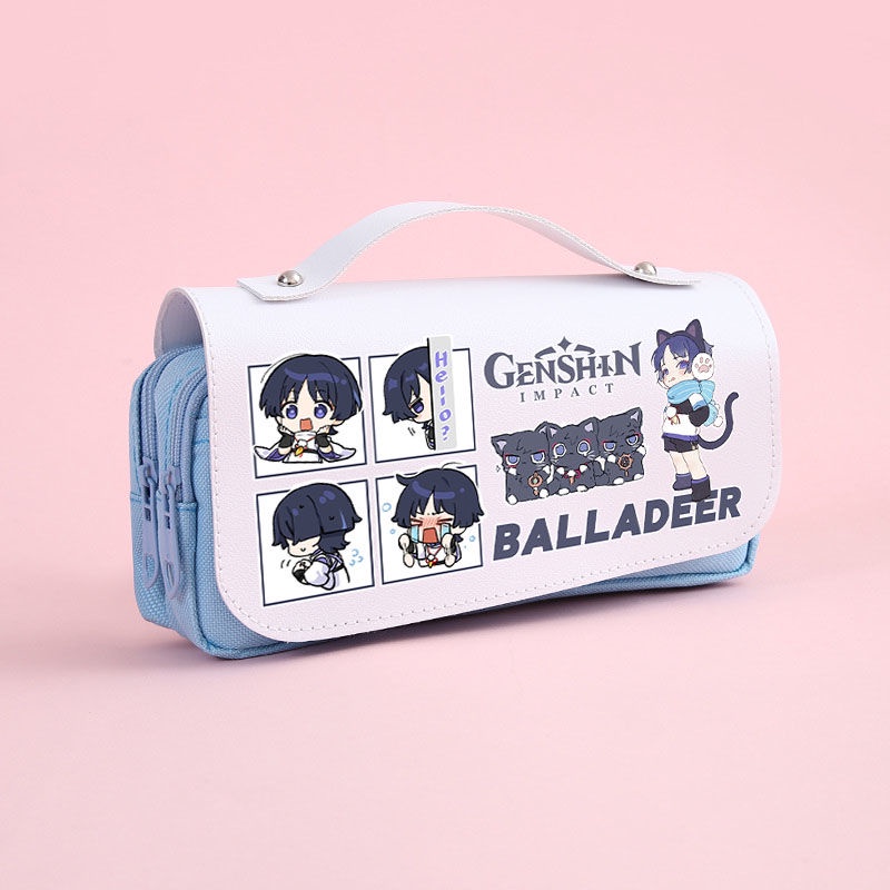 Genshin Impact Peripheral Pencil Bag Scaramouche/Wanderer Student Primary Girls Boys Stationery Box Pencil Bag Storage Large Capacity