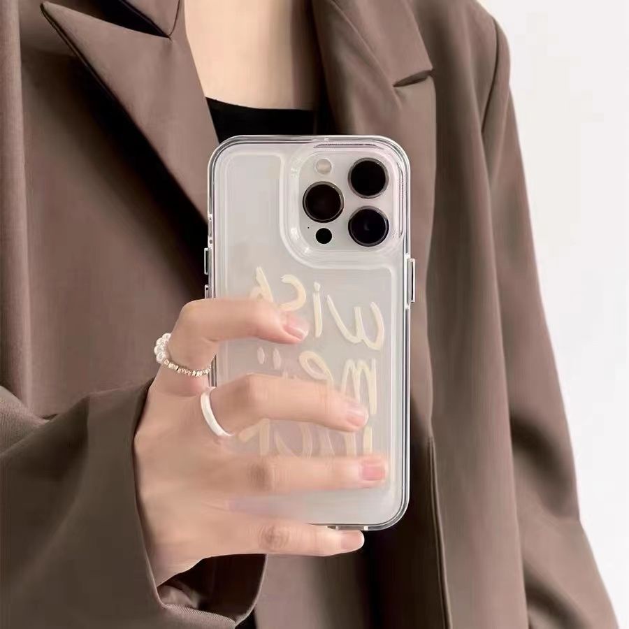 ✅Ốp Điện Thoại Mềm Trong Suốt Chống Sốc In Chữ Tiếng Anh Màu Trắng Cho iphone14pro7P xr12 13xs 11