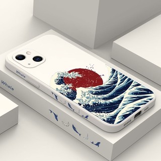 Ốp Điện Thoại Cá Voi Biển Đỏ Sóng Biển Cho iPhone 15 13 11 12 14 Pro Max X XS XR 7 8 Plus SE 2020 Silicon Mềm Chống Sốc