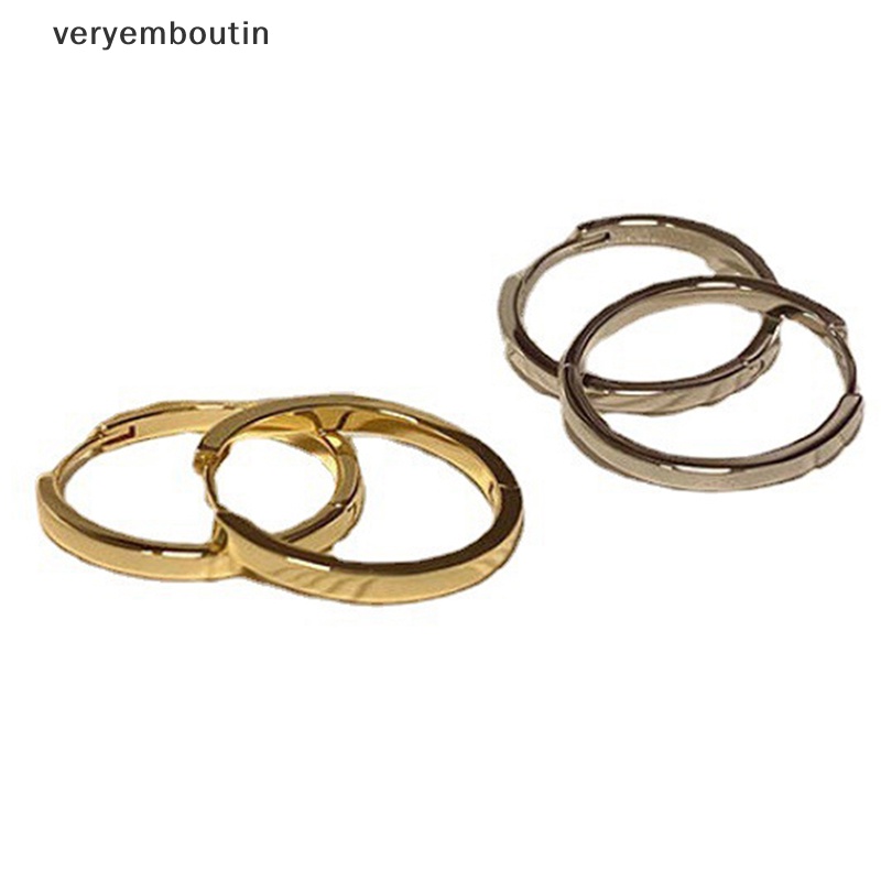 1 Đôi Bông Tai Tròn Lớn Đính Đá Sáng Bóng Đơn Giản Thời Trang Dành Cho Nữ