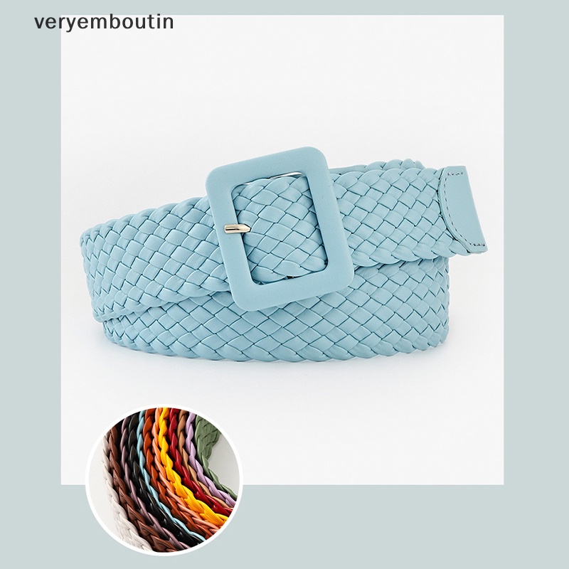 Thắt Lưng Bện Dây Khóa Vuông Màu Kẹo Đơn Giản Thời Trang Hàn Quốc Cho Nữ